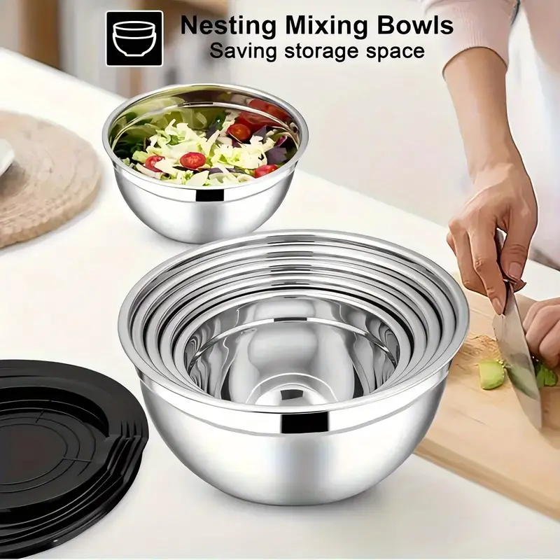17-Piece Stainless Steel Mixing Bowl Set with Sealing Lids & Graters
